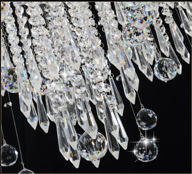 Modern Chandelier lighting low ceiling beads chain luxury lighting k9 crystal chandelier for hotel ETL82103 - Image 7