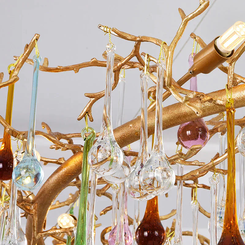 Modern Colorful Crystal Linear Branch Chandelier For Living Room - Image 2