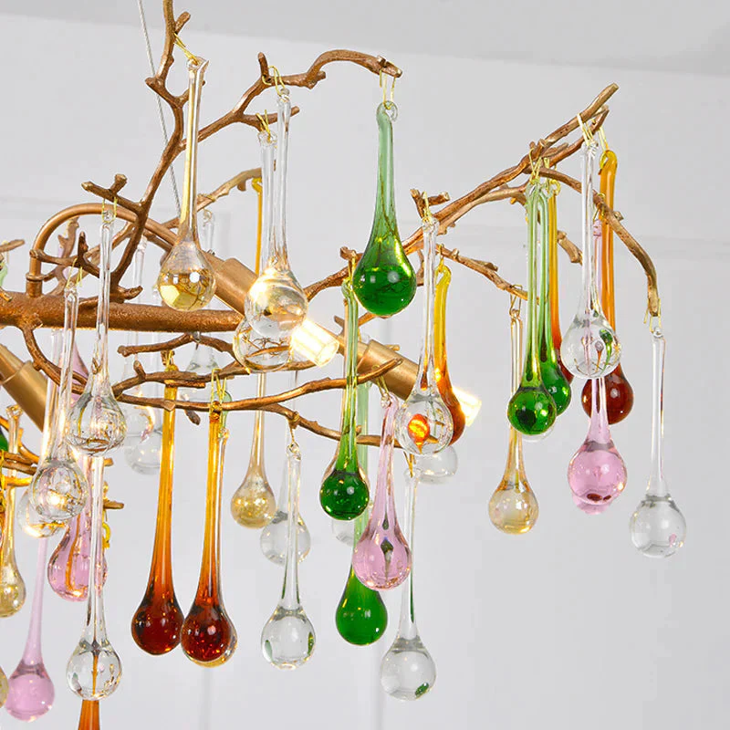 Modern Colorful Crystal Linear Branch Chandelier For Living Room - Image 3