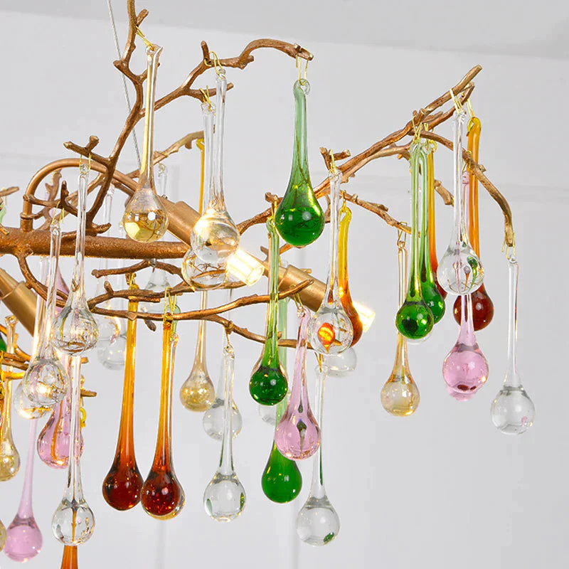 Modern Colorful Crystal Raindrop Branch Chandelier For Living Room - Image 4