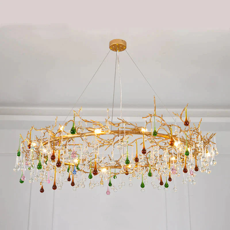Modern Colorful Crystal Raindrop Branch Chandelier For Living Room - Image 7
