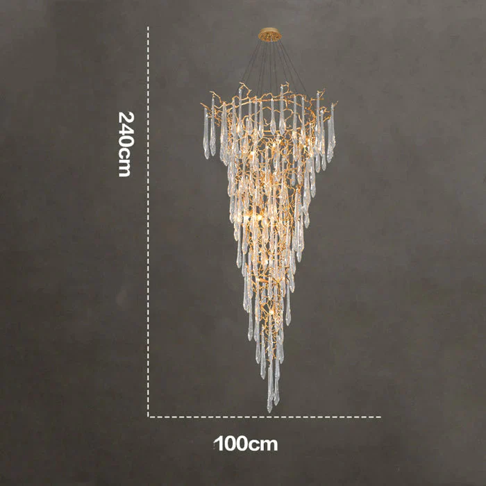 Modern Crystal Droplet Branch Staircase Chandelier - Image 6