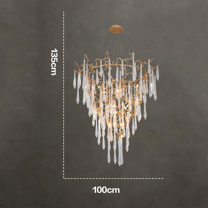 Modern Crystal Droplet Branch Staircase Chandelier - Image 9