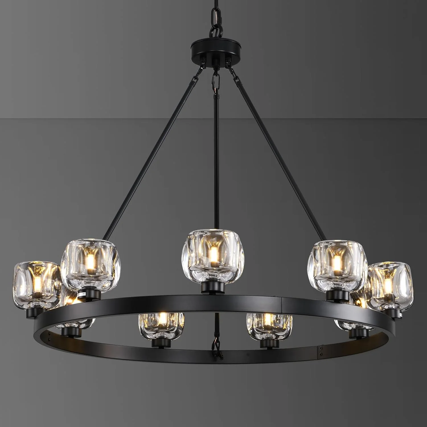 Modern Crystal Farmhouse Wagon Wheel Chandeliers for Dining Room - Image 3