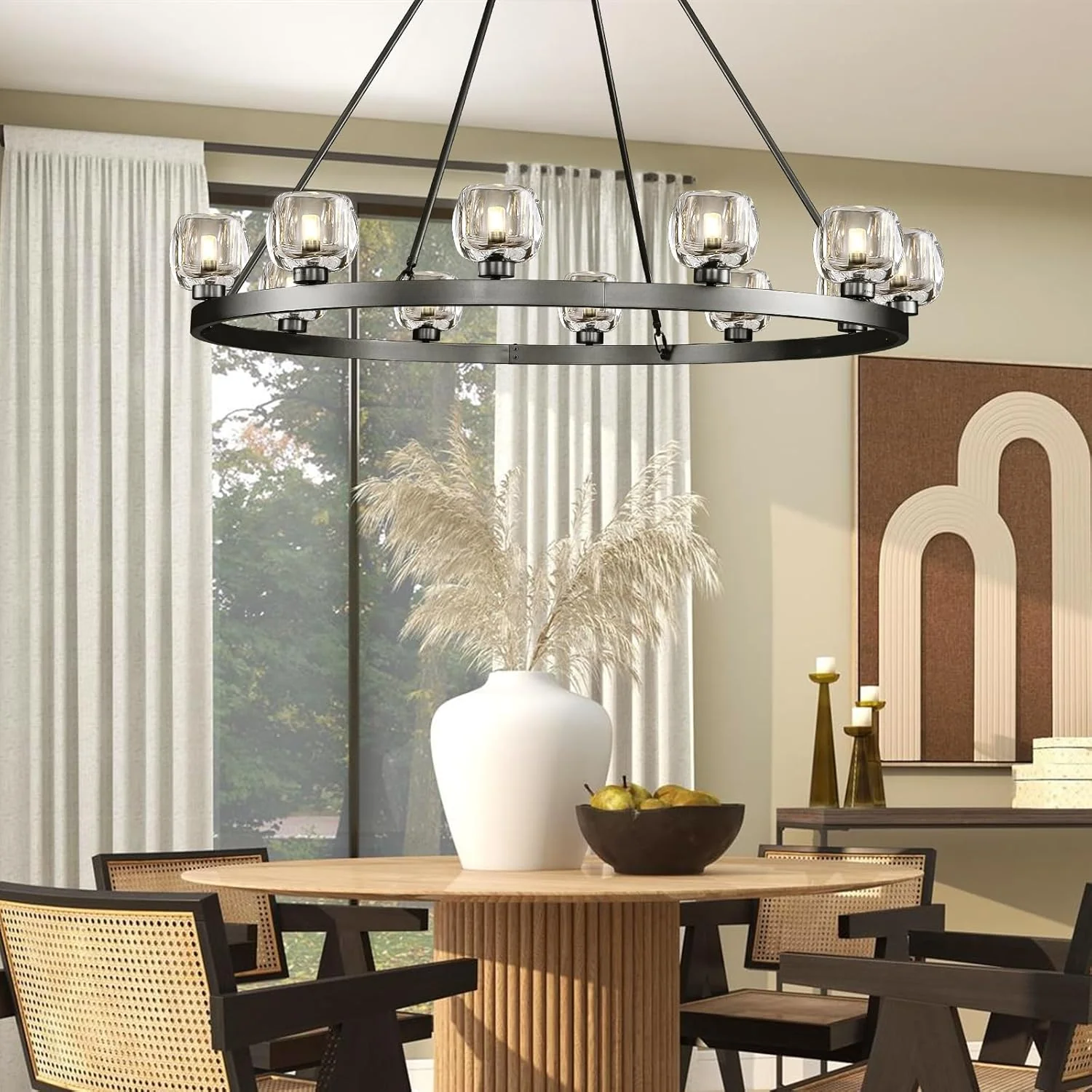Modern Crystal Farmhouse Wagon Wheel Chandeliers for Dining Room - Image 44