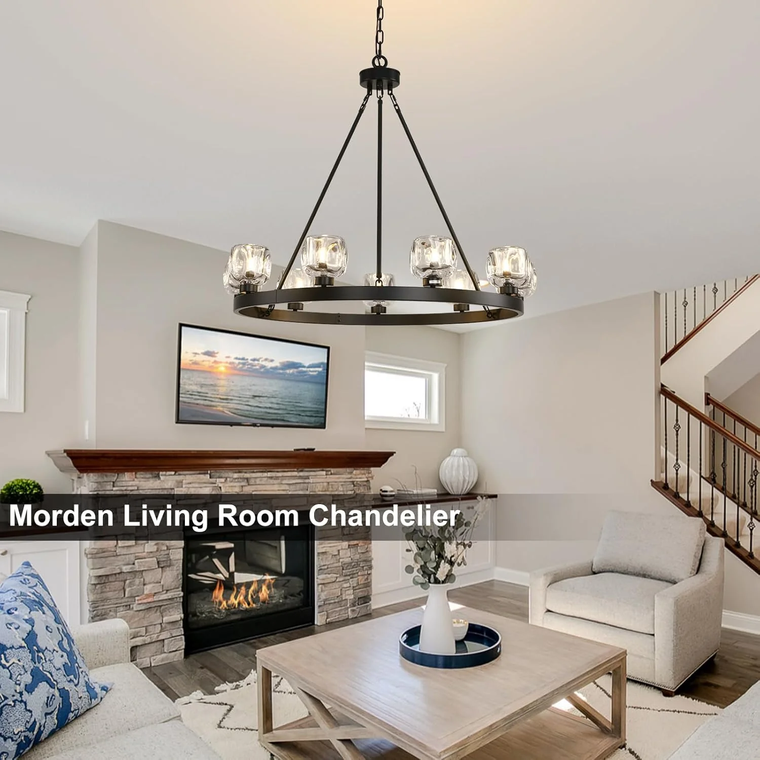Modern Crystal Farmhouse Wagon Wheel Chandeliers for Dining Room - Image 6