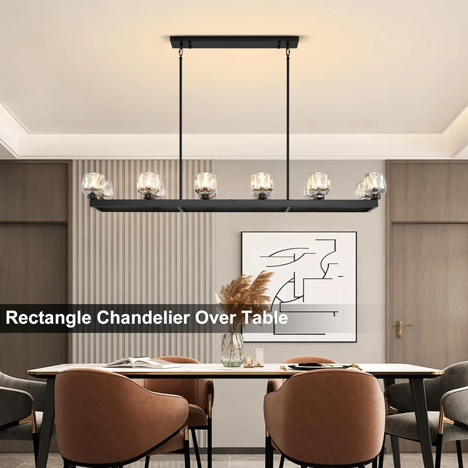 Modern Crystal Rectangle Wagon Wheel Chandeliers - Image 10