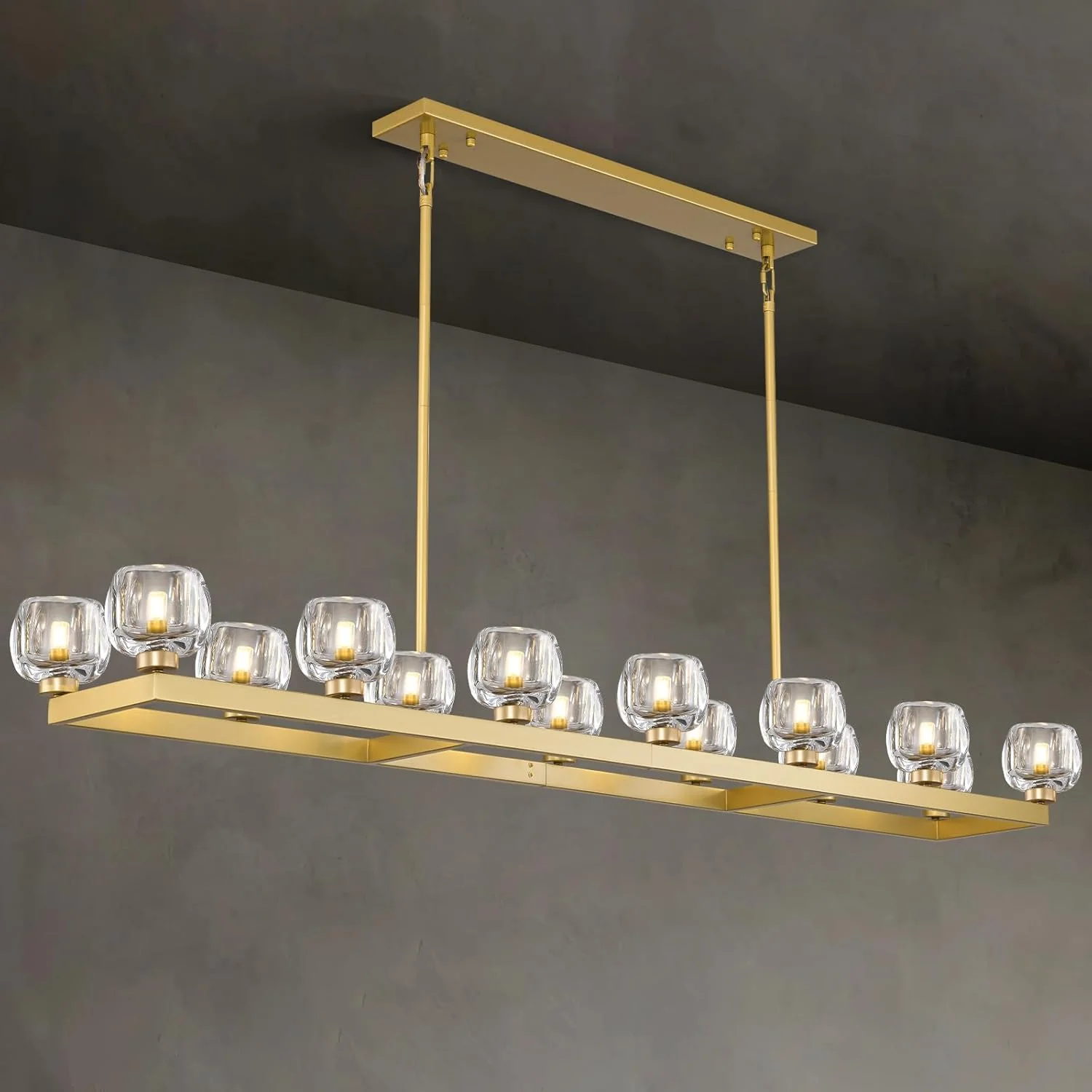 Modern Crystal Rectangle Wagon Wheel Chandeliers - Image 17