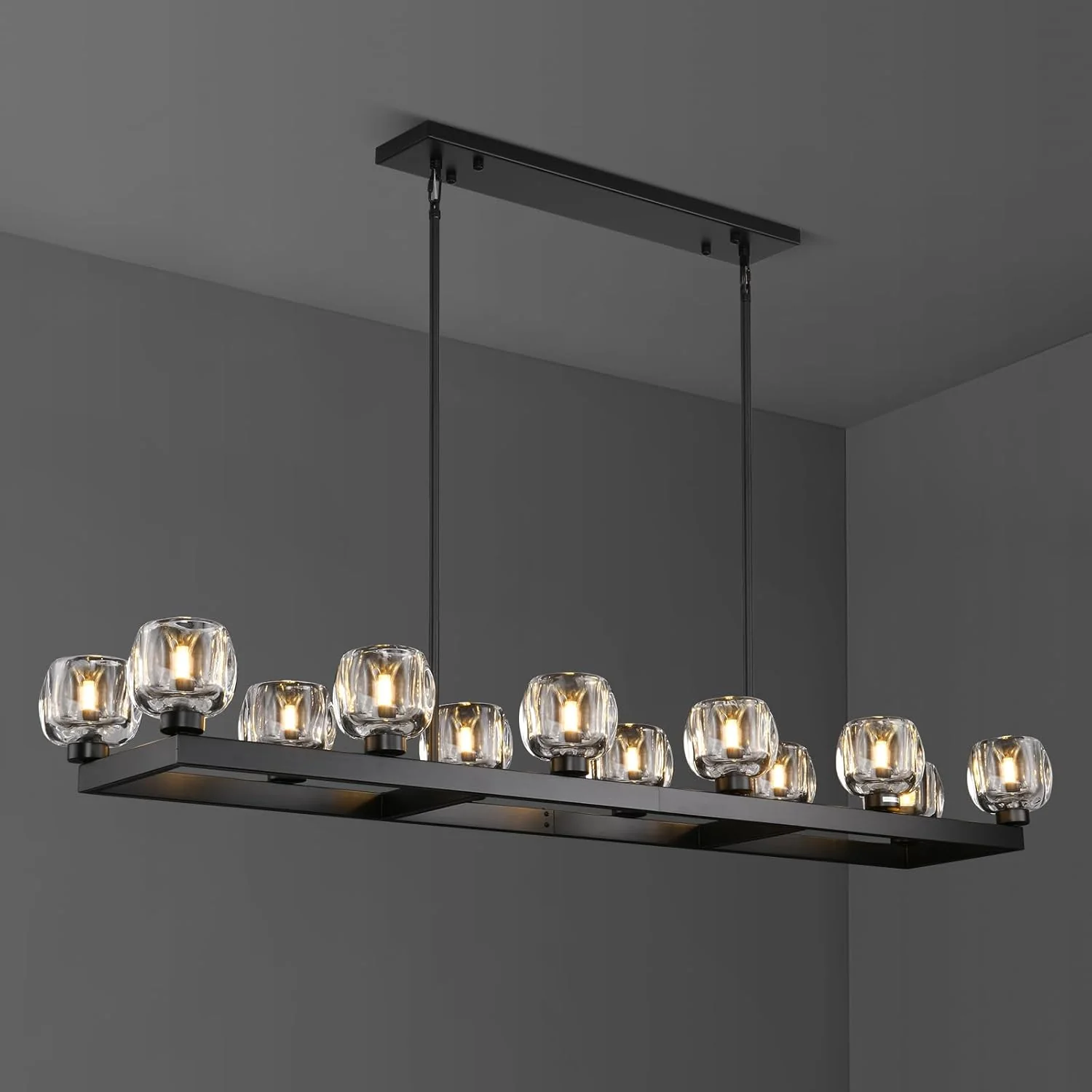 Modern Crystal Rectangle Wagon Wheel Chandeliers - Image 2