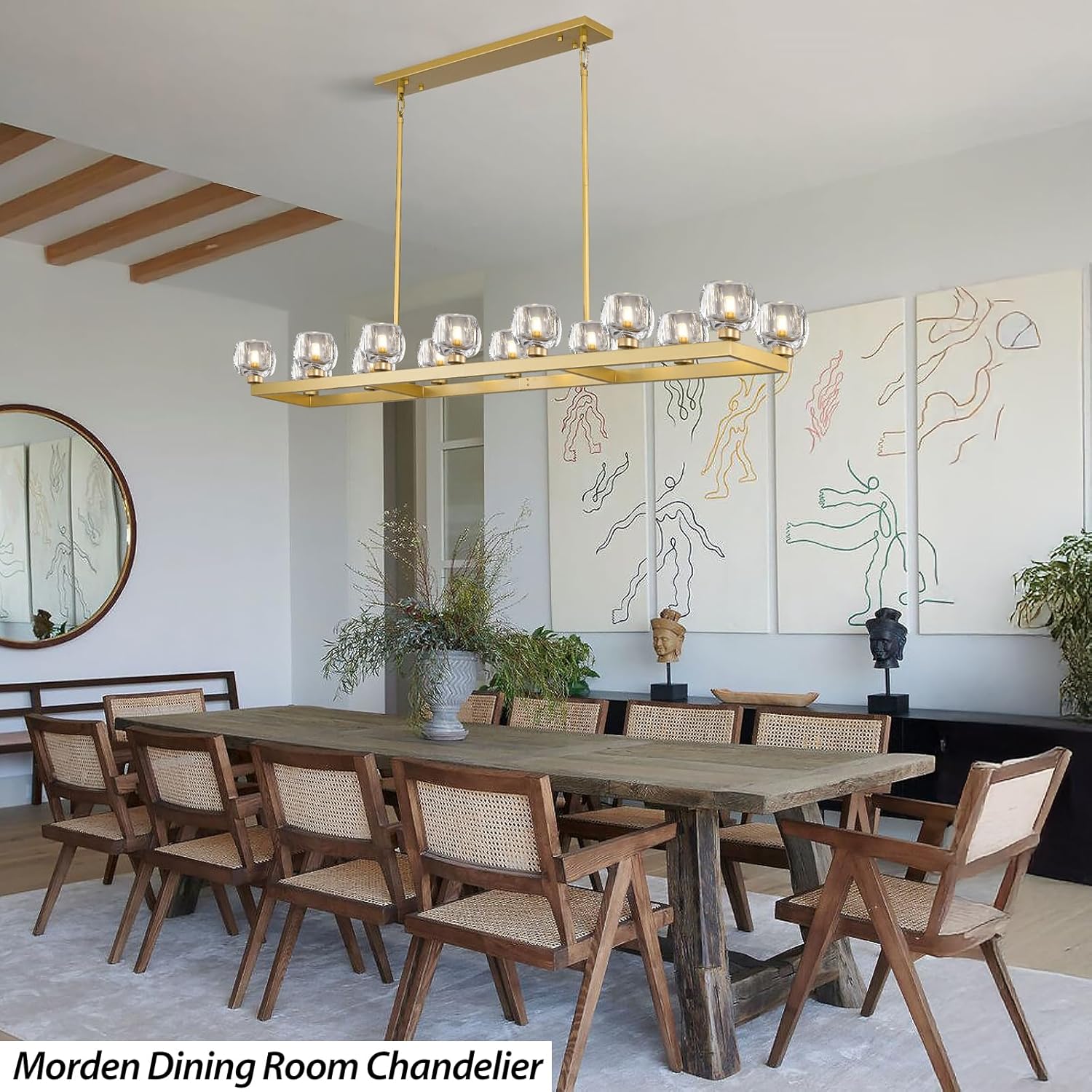 Modern Crystal Rectangle Wagon Wheel Chandeliers - Image 24