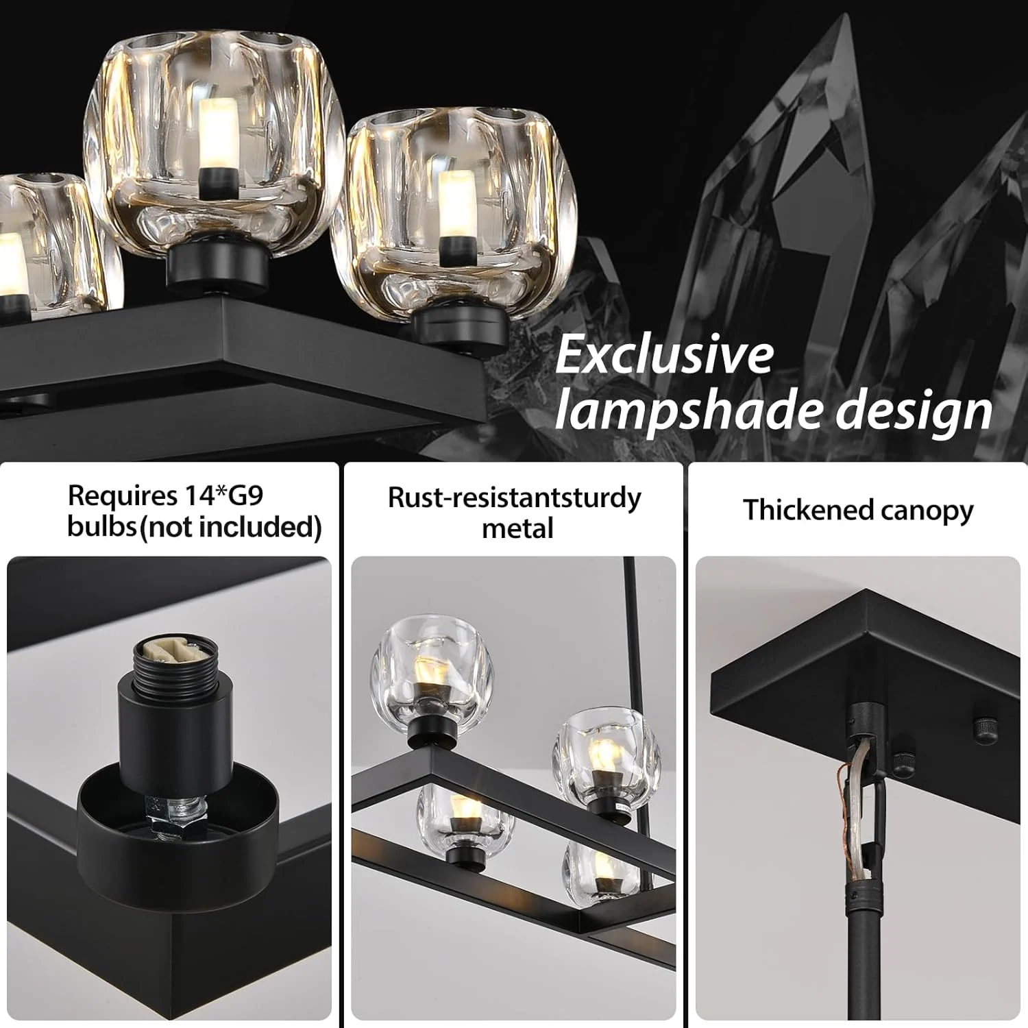 Modern Crystal Rectangle Wagon Wheel Chandeliers - Image 27