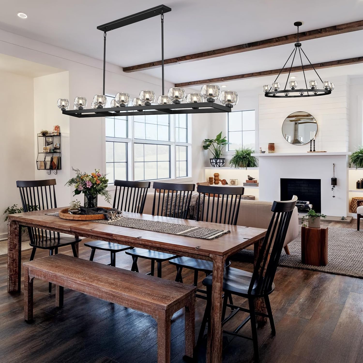 Modern Crystal Rectangle Wagon Wheel Chandeliers - Image 30