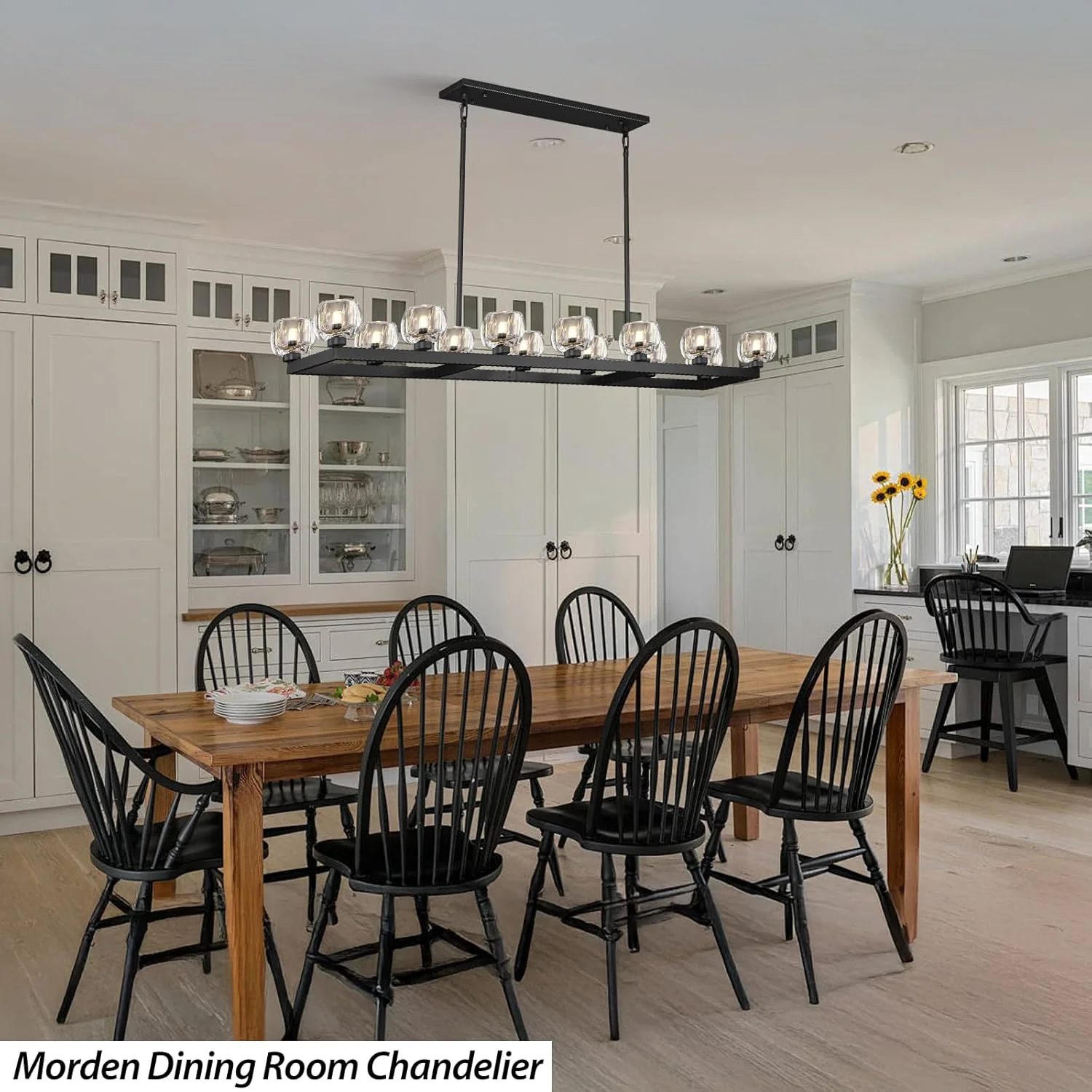 Modern Crystal Rectangle Wagon Wheel Chandeliers - Image 32
