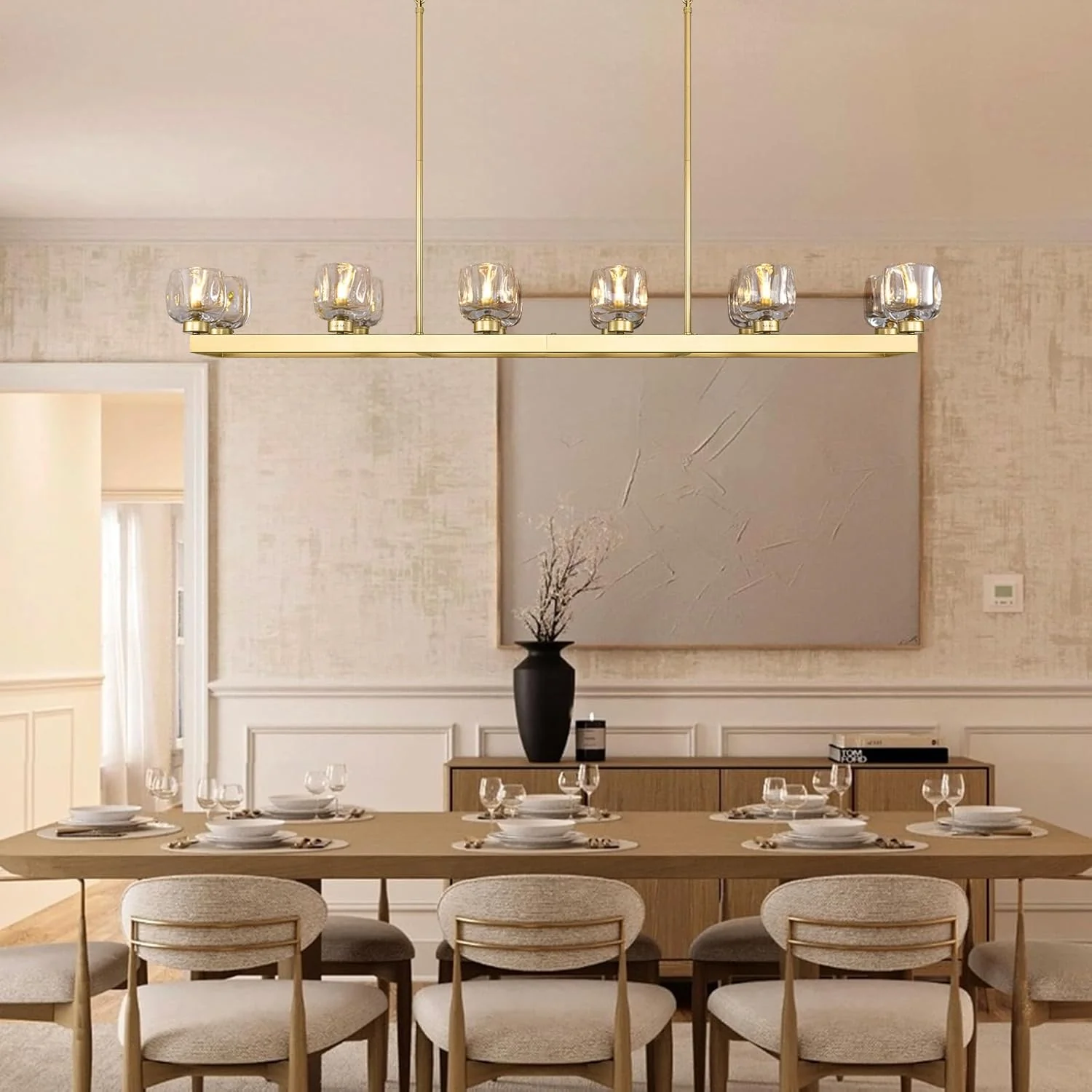 Modern Crystal Rectangle Wagon Wheel Chandeliers - Image 5
