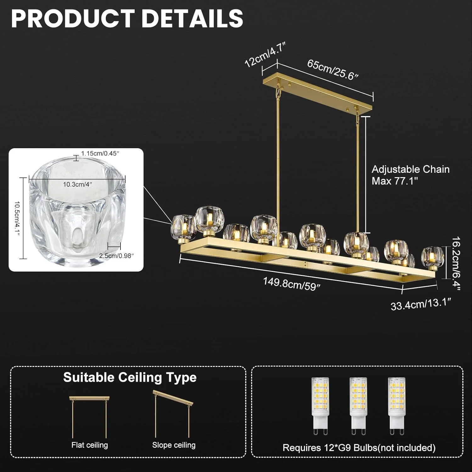 Modern Crystal Rectangle Wagon Wheel Chandeliers - Image 6