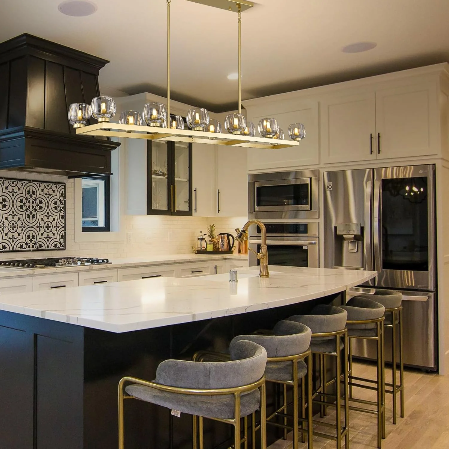 Modern Crystal Rectangle Wagon Wheel Chandeliers - Image 8
