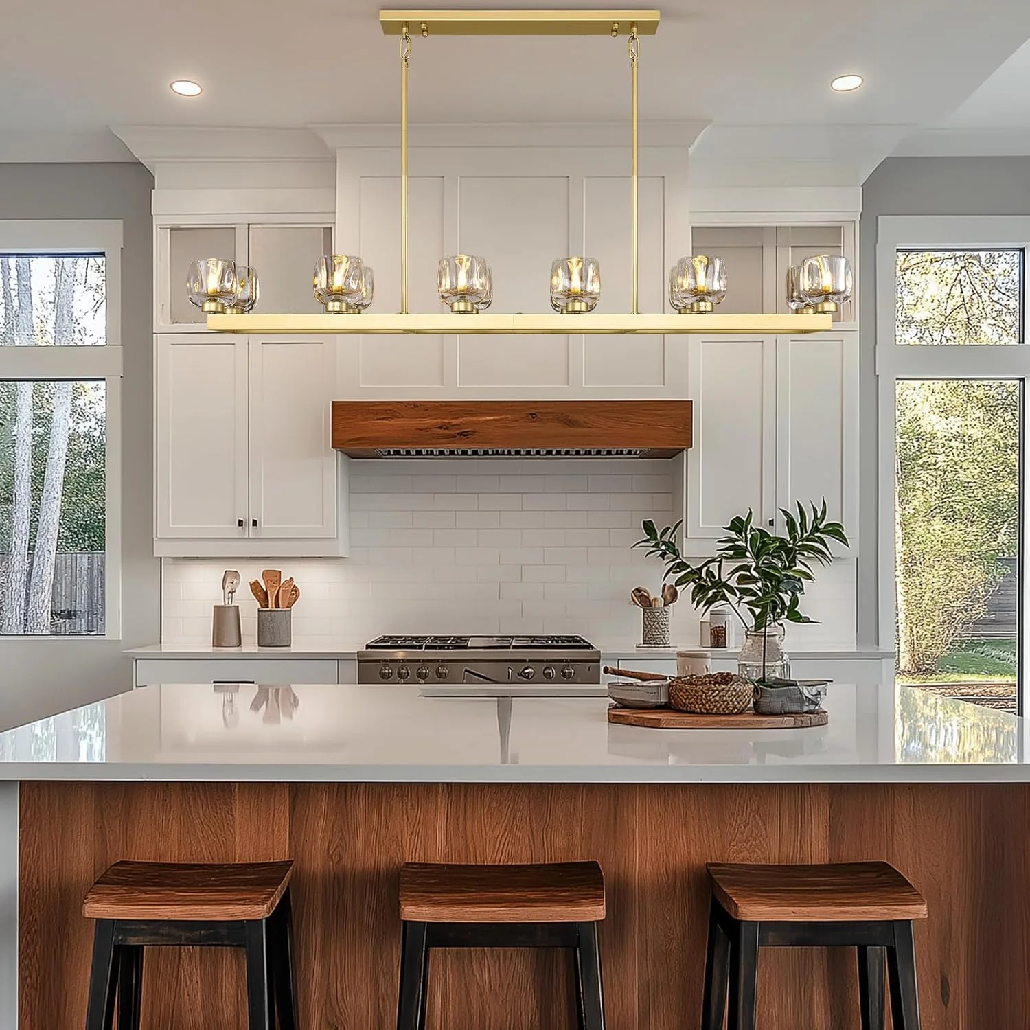 Modern Crystal Rectangle Wagon Wheel Chandeliers - Image 9