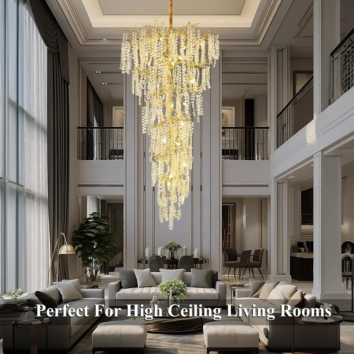 Modern Crystal Tree Branch Chandelier 134" - Image 3