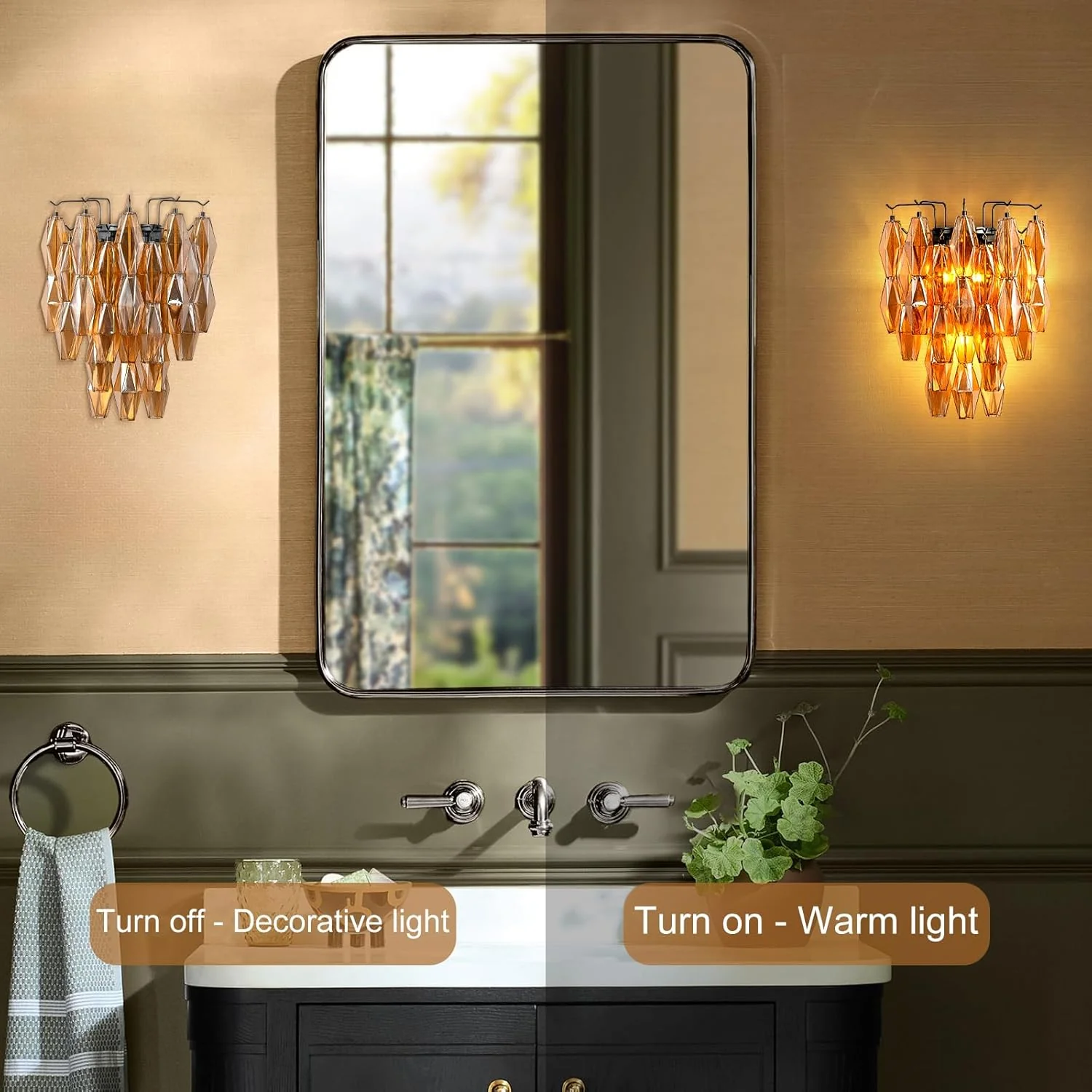 Modern Evelyn Amber Glass Wall Sconce - Image 14
