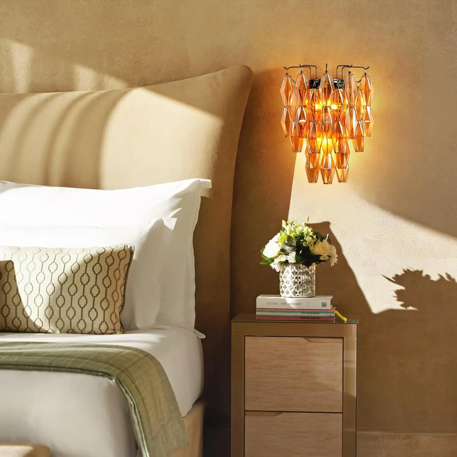 Modern Evelyn Amber Glass Wall Sconce - Image 16