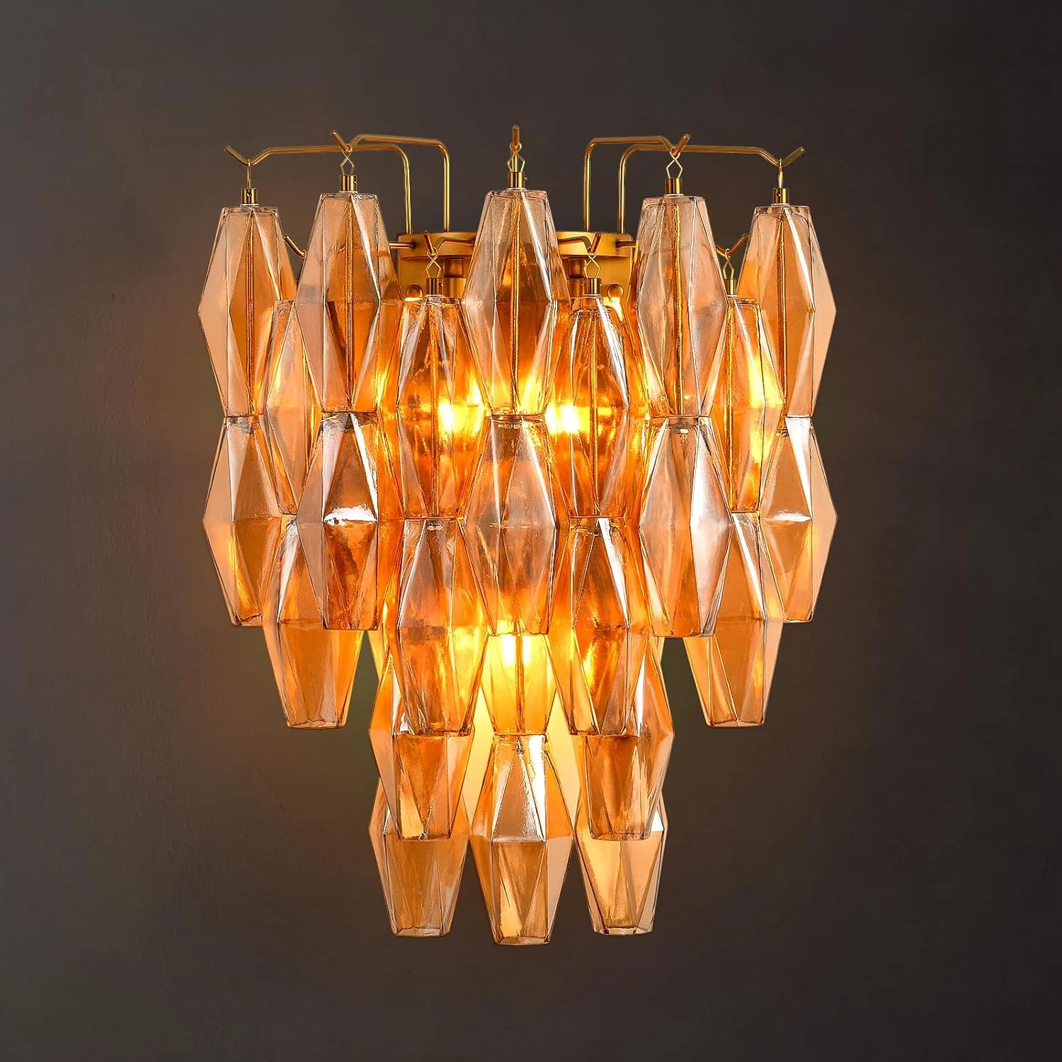 Modern Evelyn Amber Glass Wall Sconce - Image 2