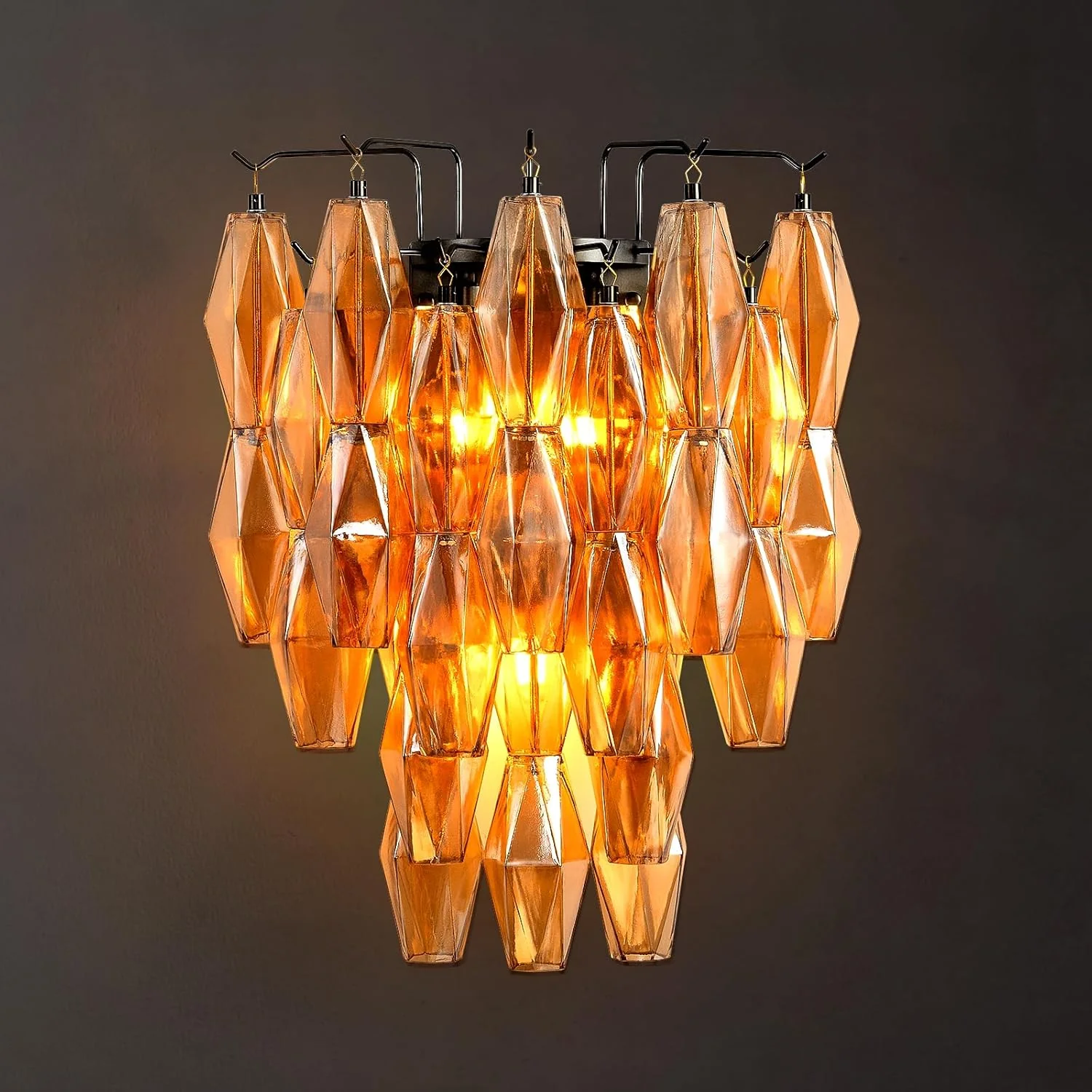 Modern Evelyn Amber Glass Wall Sconce - Image 3