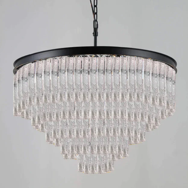 Modern Extra Large Multi-layers Round Cracked Textured Glass Chandelier for Living Room - Image 6