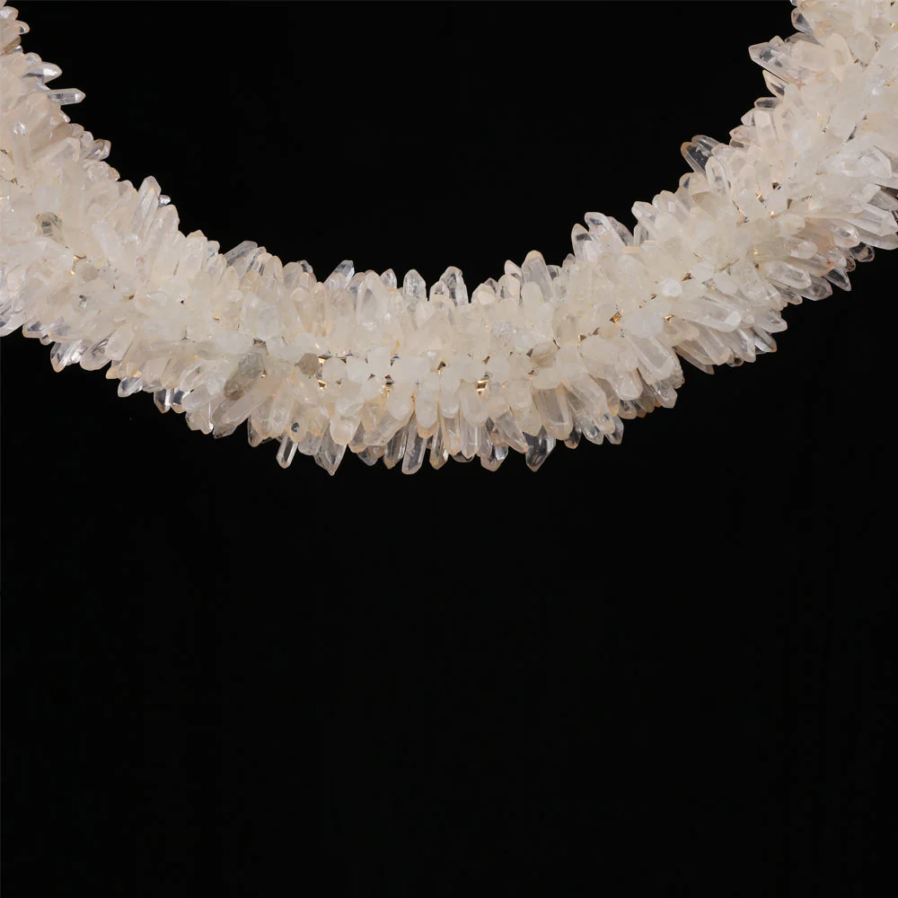 Modern Geode Quartz Crystal Chandelier Vertical Hanging Ring Pendant Light - Image 3