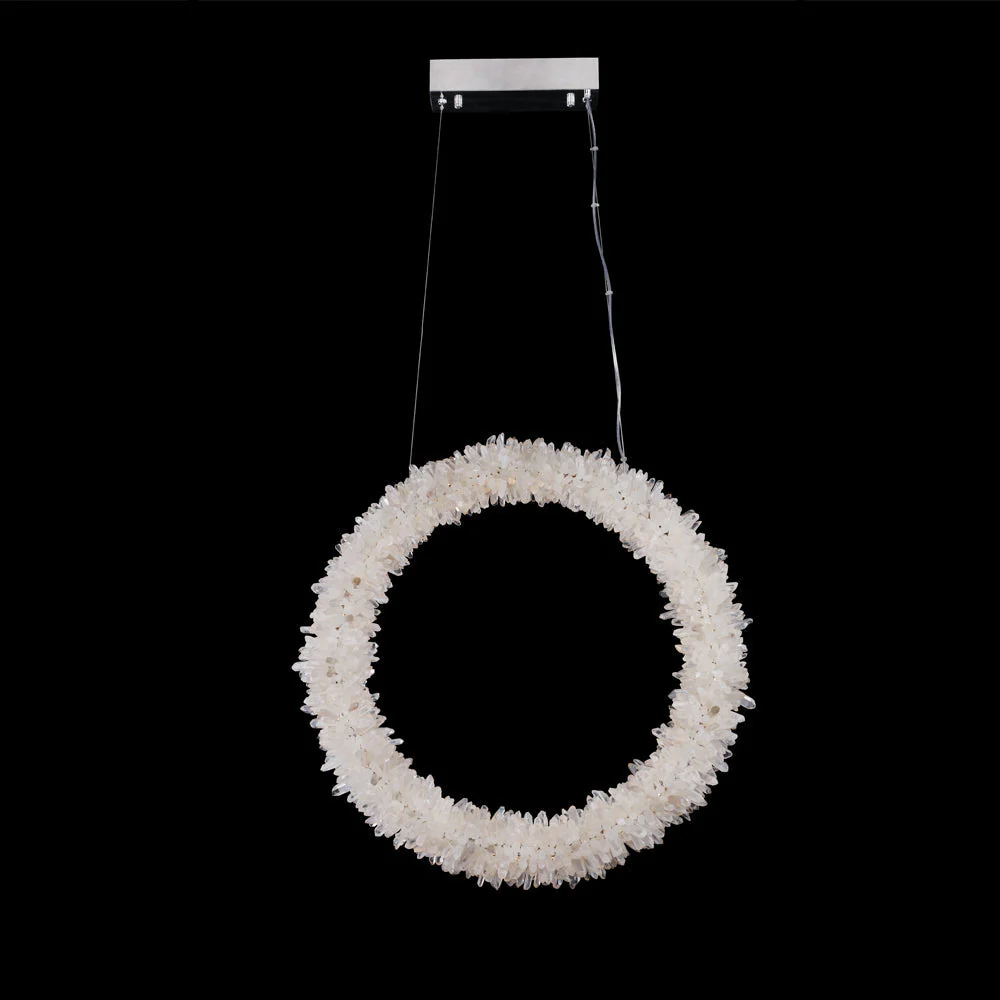 Modern Geode Quartz Crystal Chandelier Vertical Hanging Ring Pendant Light - Image 4