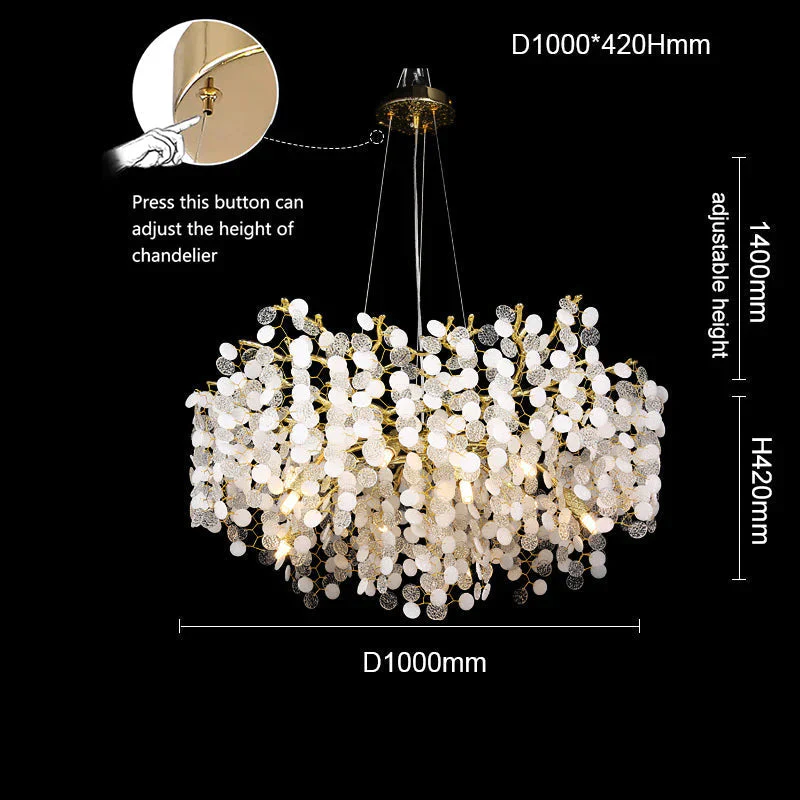 Modern Gold Blossom Crystal Round Branch Chandelier For Living Room - Image 2