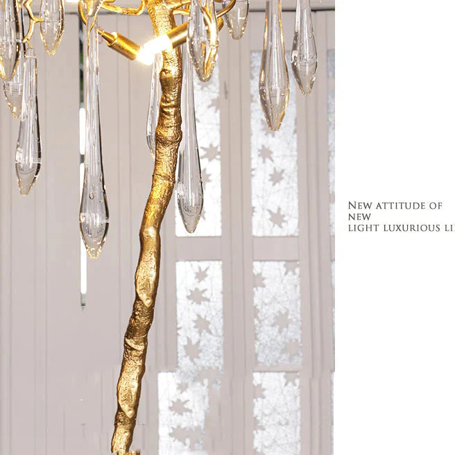 Modern Gold Crystal Droplet Branch Standing Floor Lamp - Image 3