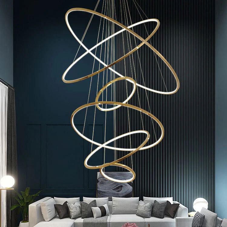 Modern Gold Multi Rings Chandelier - Image 11
