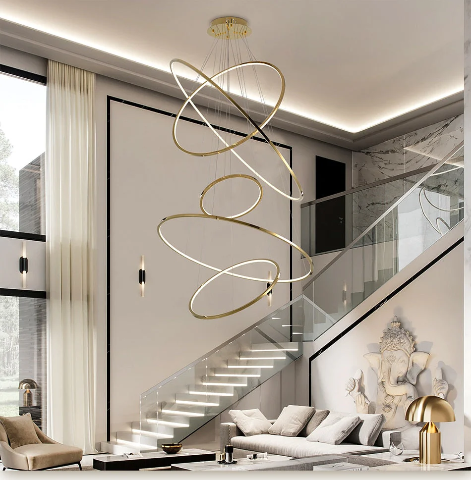 Modern Gold Multi Rings Chandelier - Image 9