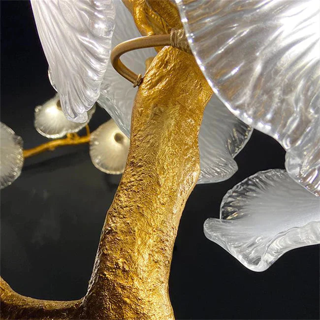 Modern Leaf Glass Flower Linear Branch Chandelier, Island Chandelier - Image 5