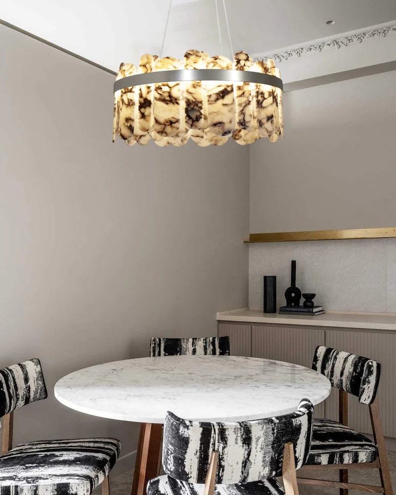 Modern LED Marble Round Chandelier 24" 32" - Image 2