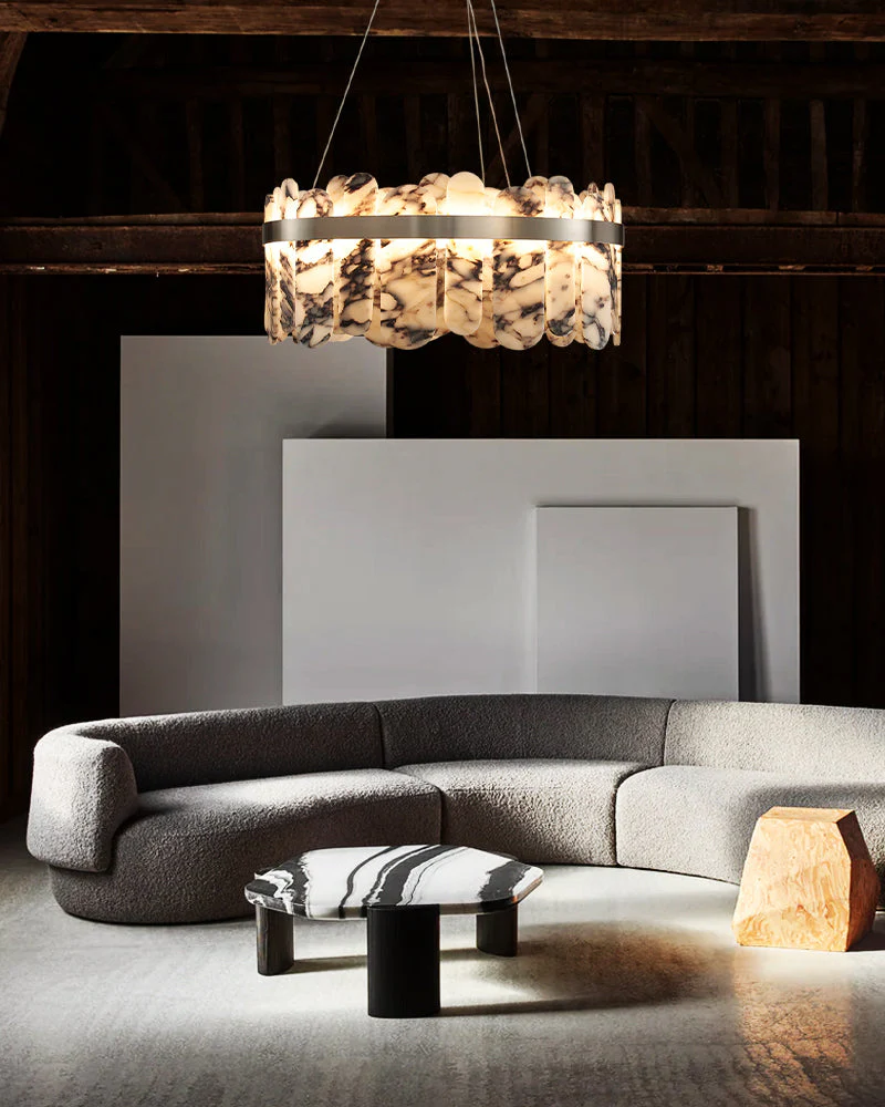 Modern LED Marble Round Chandelier 24" 32" - Image 3