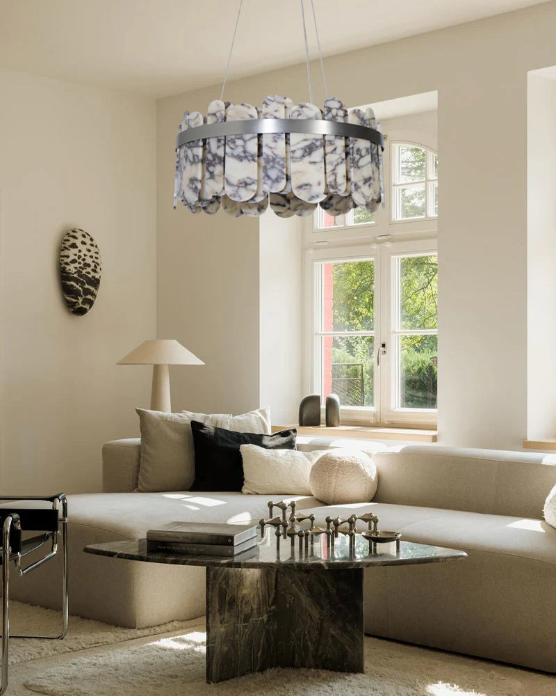 Modern LED Marble Round Chandelier 24" 32" - Image 4