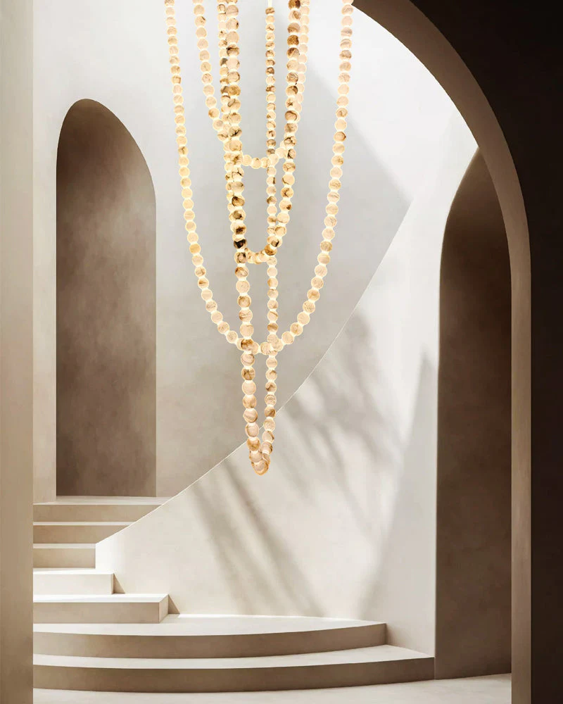 Modern LED Natural Alabaster Globes Beads Hanging Chandelier Indoor Lighting Fixture - Image 7