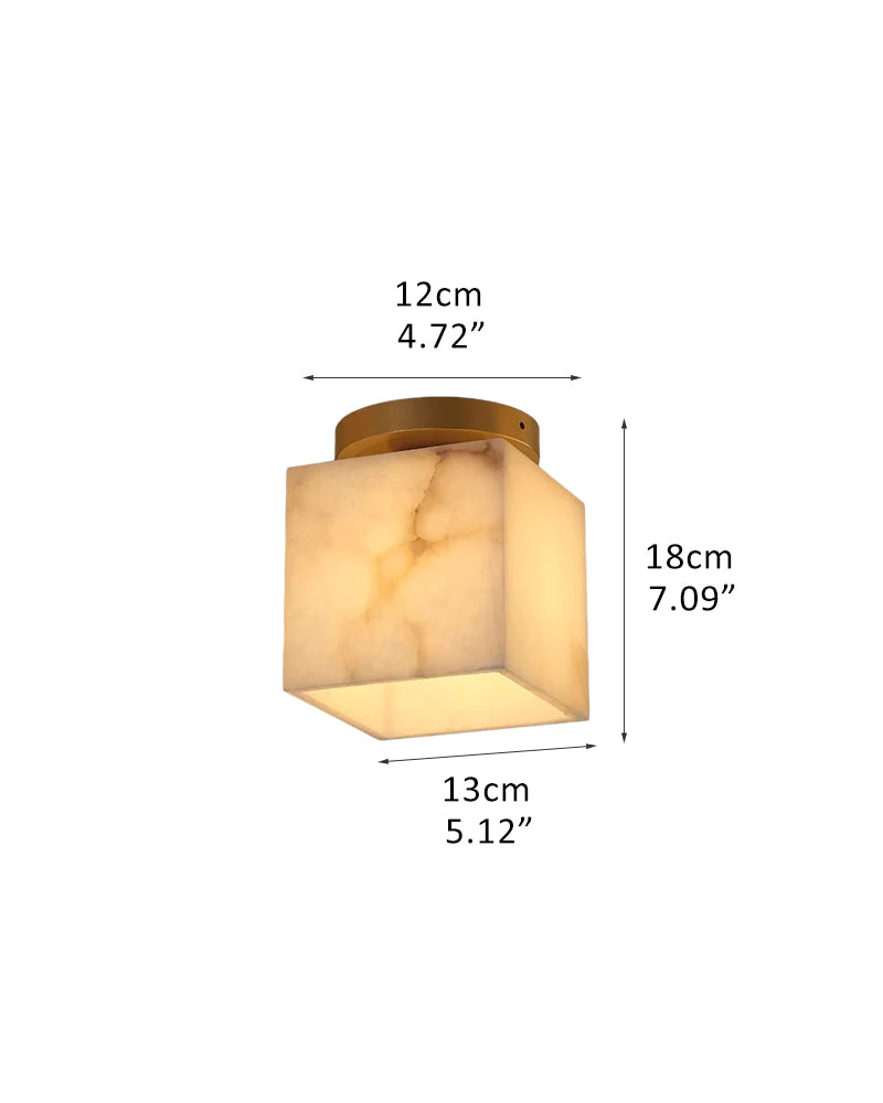 Modern Light Luxury Marble Round Ball Square Copper 1-Light Semi-Flush Mount Ceiling Light - Image 13