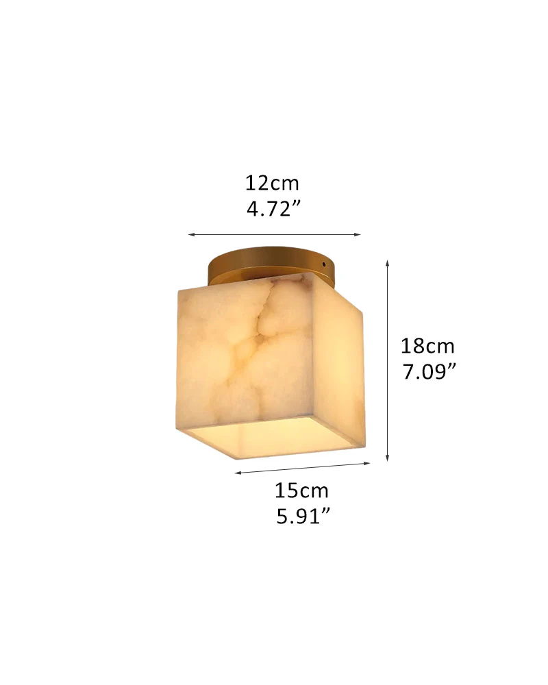 Modern Light Luxury Marble Round Ball Square Copper 1-Light Semi-Flush Mount Ceiling Light - Image 14