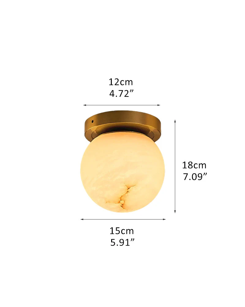 Modern Light Luxury Marble Round Ball Square Copper 1-Light Semi-Flush Mount Ceiling Light - Image 17