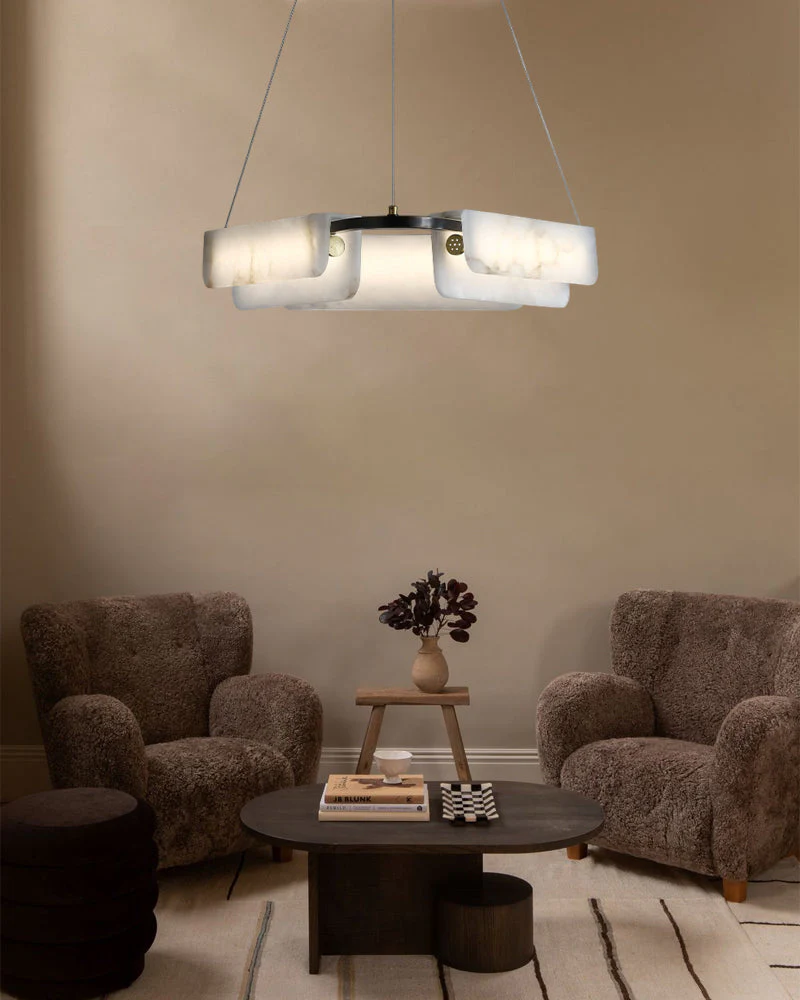 Modern Linear Black Metal Elegant Alabaster Pendant for Living room Lighting - Image 11