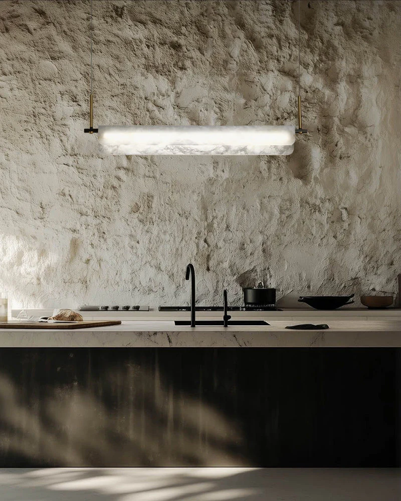 Modern Linear Black Metal Elegant Alabaster Pendant for Living room Lighting - Image 12