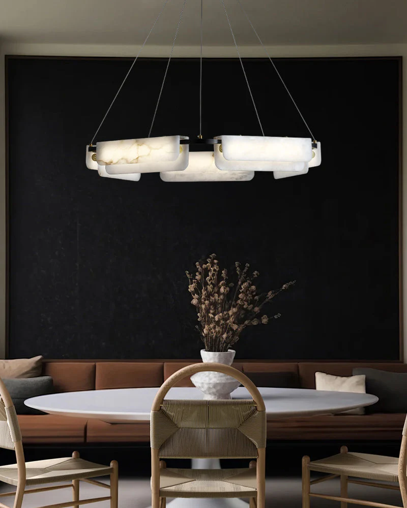 Modern Linear Black Metal Elegant Alabaster Pendant for Living room Lighting - Image 13