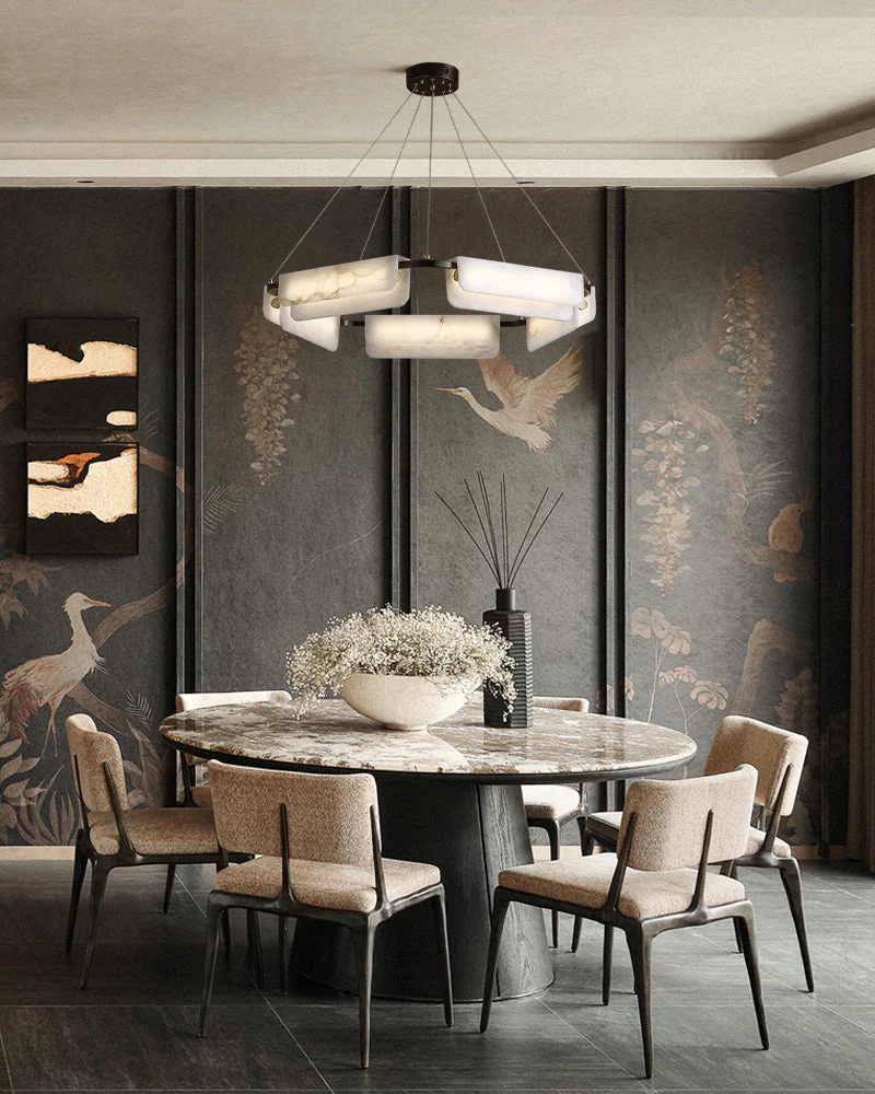 Modern Linear Black Metal Elegant Alabaster Pendant for Living room Lighting - Image 15