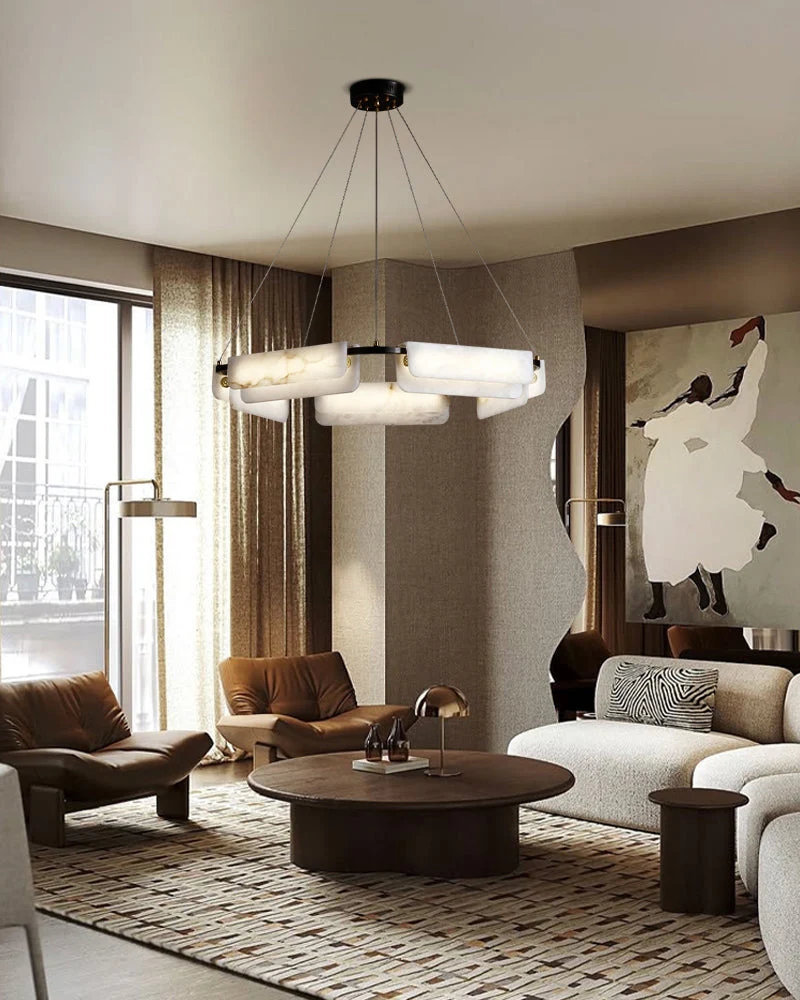 Modern Linear Black Metal Elegant Alabaster Pendant for Living room Lighting - Image 16