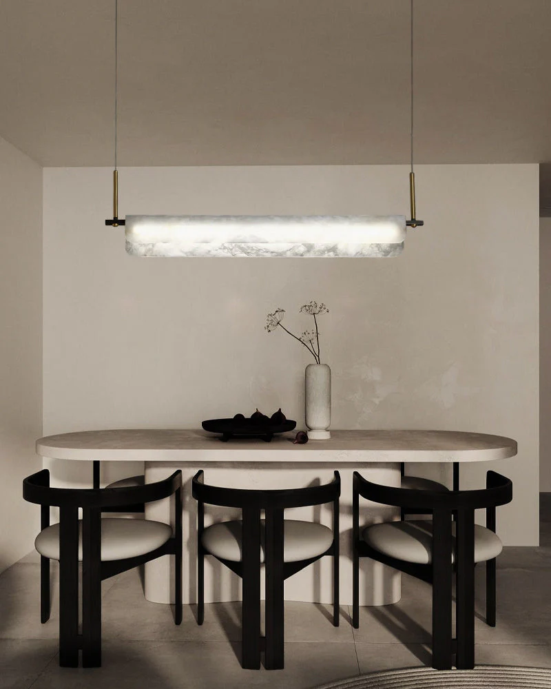 Modern Linear Black Metal Elegant Alabaster Pendant for Living room Lighting - Image 2