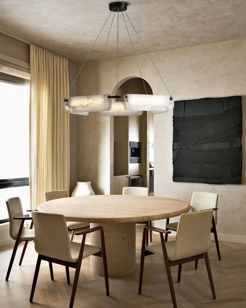Modern Linear Black Metal Elegant Alabaster Pendant for Living room Lighting - Image 5