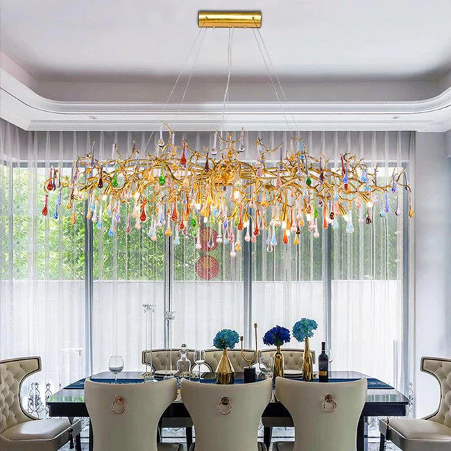 Modern Linear Colorful Crystal Branch Chandelier - Image 4