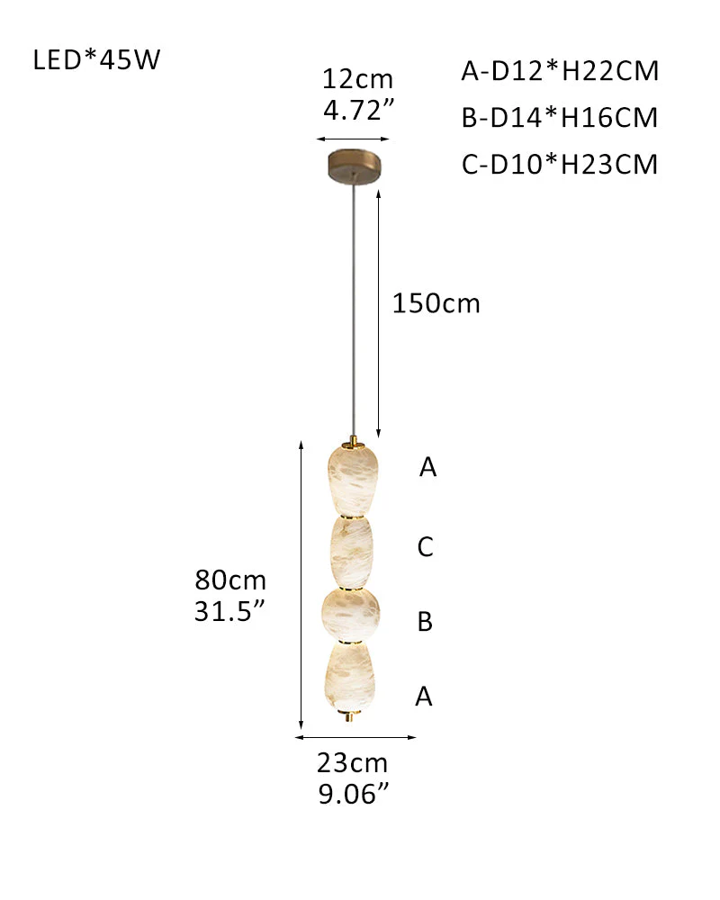 Modern Linear White Alabaster Solid Ball Thread Synthetic Shade Hanging Light for Dining - Image 30
